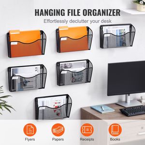 Organizzatore da Parete a Sei Scomparti con 1 Tasca in Rete, Porta Documenti in Metallo per Chiavi, Posta e Fogli - Product Image 2
