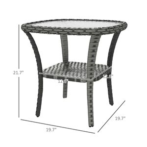 For Mix Gray Outdoor End <b>Table</b> Rattan Coffee <b>Table</b> Storage <b>Shelf</b> Wicker Side <b>Table</b> <b>Glass</b> Top Garden Porch Model D0100XURJQ6 - Product Image 3
