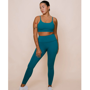 Conjunto de Yoga Ecológico y Transpirable con Logotipo Personalizado, Fabricante de Leggings y Sujetador Deportivo de Spandex/Nylon Acanalado sin Costuras, MOQ Bajo, Marca Privada - Product Image 1