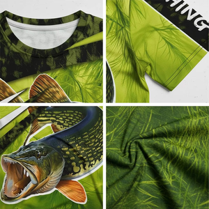 Vêtements de pêche, chemise à manches longues, protection UV, séchage rapide, polyester, imprimé poissons d'océan, chemise avec logo personnalisé, vente en gros - Product Image 5