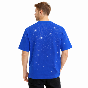 Camiseta Azul con Pedrería para Hombre, Estilo Casual Urbano, Manga Corta, Cuello Redondo, 100% Algodón, Moda Verano, Logotipo Personalizado, OEM, ODM, Venta al Por Mayor - Product Image 4