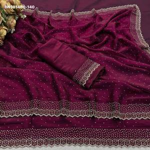 Elegant Look Space Silk with Zarkan-work <b>Saree</b>-<b>Blouse</b> Collection Supplier from Surat Woman Fashion Exporter At Wholesale Rate - Product Image 4