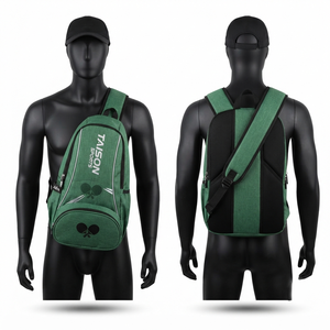 Custom <b>Table</b> <b>Tennis</b> Backpack 600D 350 GSM Polyester Green Black Panel Sports Bag Custom Logo OEM - Product Image 1