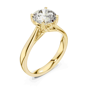 Bague de fiançailles solitaire en or sur mesure avec diamant de laboratoire rond brillant de 1,5 carat, sertie en cathédrale à quatre griffes sur tête surélevée - Product Image 6