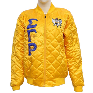 เสื้อแจ็คเก็ตสีเหลืองแบบควิลท์สำหรับผู้ชาย คอตั้ง ปักลาย 1922 ด้านหลังบุด้วยโพลีเอสเตอร์ สไตล์ลำลองสำหรับฤดูใบไม้ร่วง ทรงปกติ ปิดด้วยซิป - Product Image 3