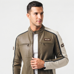 <b>Men</b> Leather <b>Jacket</b> Chest Pocket <b>Motorcycle</b> <b>Jackets</b> Premium Quality Fashion Outerwear Biker Leather <b>Jacket</b> <b>Men's</b> - Product Image 5