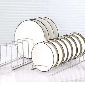 White Metal Narrow Plate Rack Kitchen <b>Cabinet</b> Organizer Vertical Dish Storage Stand for <b>Small</b> Space Pantry Countertop Holder - Product Image 3
