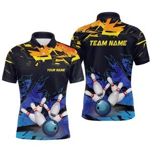 Premium Quality Custom Knitted Sporty Quick Dry Polyester/Cotton Blend <b>Bowling</b> for Shirt with Sublimation Printing for Men - Product Image 1