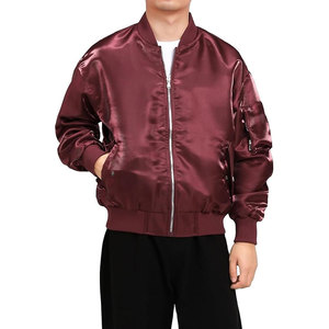 <b>Men</b>’s Satin Bomber <b>Jacket</b> Full Zip Flight Coat <b>Lightweight</b> Stylish Outerwear with Sleeve Pocket Classic Streetwear Casual - Product Image 2