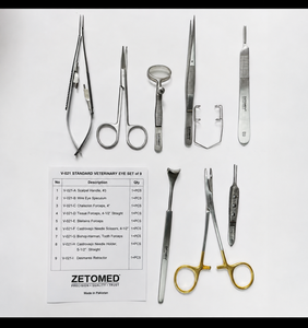 Ensemble d'instruments de microchirurgie ophtalmique vétérinaire 9 pièces en acier inoxydable, kit de chirurgie oculaire pour animaux avec manche de scalpel - Product Image 1