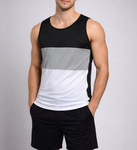 Débardeur Homme Color Block Blanc Rose Col Rond Style Tricoté Décontracté - Product Image 1