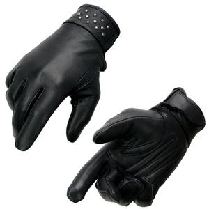 Gants en cuir rembourrés de qualité supérieure, cloutés, élégants, noirs, pour moto et conduite en hiver, en cuir véritable, protection contre le froid - Product Image 1