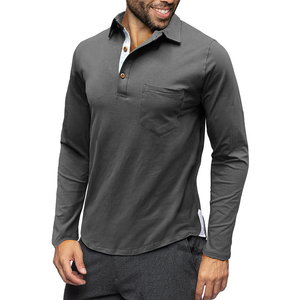 Polo de manga larga para hombre, cuello solapa, estampado de letras, moda otoño-invierno, venta al por mayor - Product Image 5