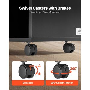 Nero moderno Free Standing supporto per stampante 2 cassetti in legno di archiviazione scaffali aperti chiudibili a chiave ruote per l'home Office - Product Image 6