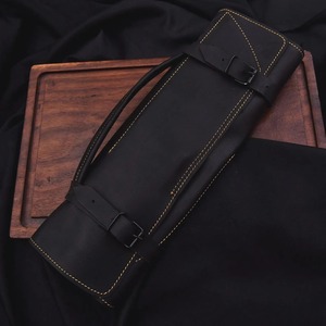 Étui à couteau en cuir noir avec sangle et boucle, sac à outils fait main - Product Image 3