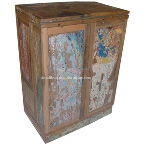 เคาน์เตอร์บาร์ไม้เรือรีไซเคิล โต๊ะบาร์ไม้เก่าสไตล์เรียบง่าย เฟอร์นิเจอร์ไม้เรือหลากสีสันสำหรับบ้านและร้านค้า - Product Image 1