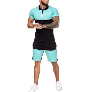Conjunto de Shorts Casuales de Verano para Hombre, Camisas con Cierre de Cremallera de Secado Rápido con Estampado, Estilo Urbano, Conjunto de Polo y Shorts - Product Image 4