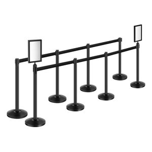 8 Pezzi Pali Divisori Retrattili in Acciaio al Carbonio Neri con Base Cava a Iniezione di Sabbia e Finitura Sabbiata - Product Image 1