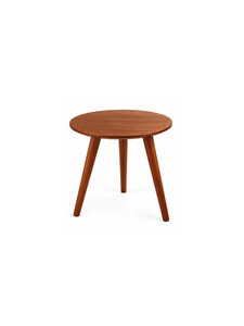 Table d'appoint ronde en bois moderne avec trois pieds en bois évasés, style scandinave, mobilier minimaliste pour le salon - Product Image 3
