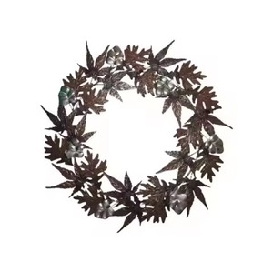 Silver Finish Leaf Christmas Decorative Wreath Hanging Garland For Home Indoor Wall And Door <b>Decoration</b> Use Wreath - Product Image 4