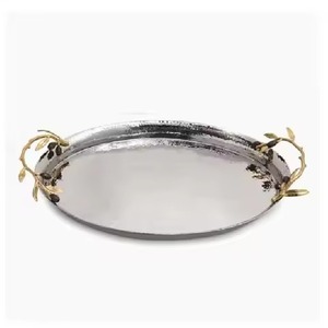 Round Shape Modern Metal <b>Decorative</b> <b>Plate</b> With Plant Pattern Polished Vintage Design Handmade Serving Tray For Presents - Product Image 3