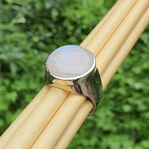 925 Sterling Silver Luxury Mens Ring Large Cabochon Wide Band Original Moonstone Crystal Moissanite Wholesale Jewelry Supplies - Product Image 5