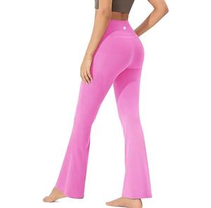 High Waist Solid Color <b>Flared</b> <b>Leggings</b> Full Length Stretchy Breathable Knitted Spandex Polyester <b>Women's</b> Yoga Pants Quick Dry - Product Image 1
