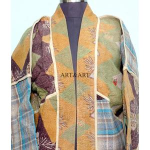 งานฝีมือทันสมัยสไตล์คันธาสุดชิค บูติกเสื้อแจ็คเก็ตแฮนด์เมดแบบกลับด้านได้ พร้อมปกแบบผ้าคลุมไหล่ - Product Image 3