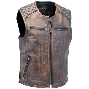 Gilet en cuir véritable de vachette respirant style club décontracté pour hommes, grande taille, gilet de motard en cuir, conception personnalisée OEM - Product Image 5