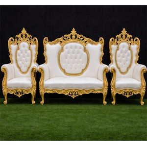 ชุดโซฟางานแต่งงานแบบมหาราชาอินเดีย ชุดโซฟาบัลลังก์งานแต่งงานสุดหรูแบบอเมริกา ชุดโซฟาบัลลังก์งานแต่งงานสีขาวทองแบบออสเตรเลีย - Product Image 1