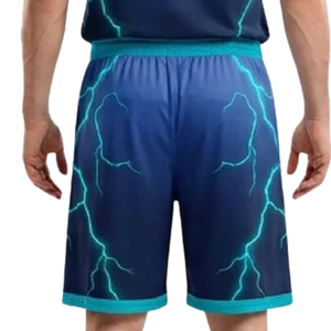 Ensemble short et maillot de basket imprimé éclairs pour homme, sans manches, col en V, bordure contrastante, uniforme de club personnalisé, nom de l'équipe, numéro du joueur - Product Image 6