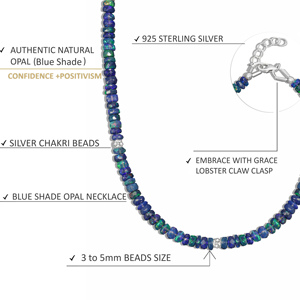 Collier en argent plaqué 925 pour femme avec perles d'opale et pendentif visage de Bouddha, séparateur de perles noires, idéal pour mariage et cadeau de fête - Product Image 2