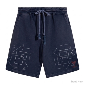 Unisex Solid French Terry <b>Shorts</b> Elastic Waist Silk Screen Printed Breathable Eco-Friendly 100% Cotton Hip Hop Casual Wear - Product Image 1