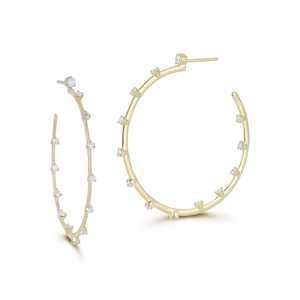 Huggie <b>Hoop</b> Earrings Everyday Wear Circle Big Medium <b>Small</b> Open Hugger Gifts 10K 14K 18K Solid <b>Gold</b> Round Cut Lab Grown Diamonds - Product Image 2