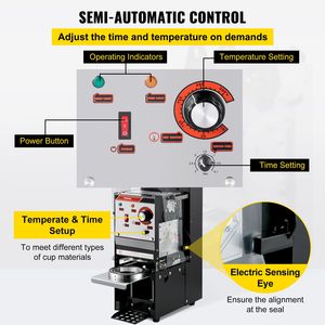 Sigillatrice Semiautomatica per Tazze Boba 300-500 Tazze/ora, Nera, Diametro 90/95mm, per Tazze da Tè e Barattoli - Product Image 4