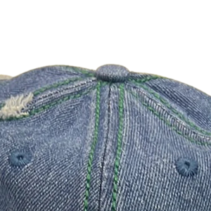 Gorra de Béisbol de Mezclilla Lavado Medio para Mujer con Costuras Verdes y Letra Bordada, Ajustable, Estilo Casual y Vintage - Product Image 4