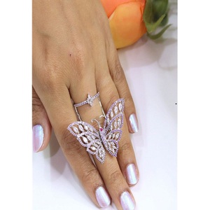 Exquisite Premium Quality <b>Brass</b> Silver Plated Zircon Moving Butterfly <b>Ring</b> for Party Wear Trendy Collection Women's & Girls - Product Image 1