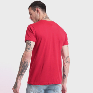 Men <b>Red</b> Short Sleeve O-Neck T-Shirt Regular Fit Casual Knitted Cotton Solid Color Style - Product Image 4
