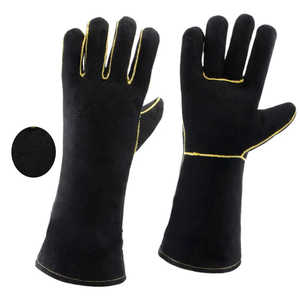 Gants de travail en cuir de vachette de qualité supérieure, résistants à la chaleur et au feu, personnalisables pour barbecue, four, cheminée, protection des mains. - Product Image 5