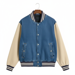 Latest Sporty Casual Canvas Varsity <b>Jacket</b> OEM Outdoor <b>Winter</b> Chenille Patch Embroidered Front <b>Waterproof</b> Breathable Zipper - Product Image 1