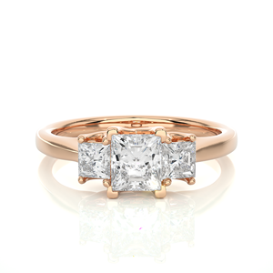 Bague en diamant naturel pour femme, or 18 carats, certifiée IGI et pureté VS1, 1,00 carat, 3 pierres, coupe princesse - Product Image 1