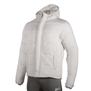 <b>Men's</b> Custom Embroidered Logo White Puffer <b>Jacket</b> Lightweight <b>Warm</b> Duck Down Filled | Winter Outdoor Hooded Puff <b>Jacket</b> - Product Image 1