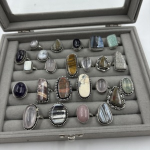 Factory Wholesale Brass <b>Silver</b> Plated Bezel Setting Cocktail <b>Rings</b> Gemstone Fashion Jewelry Assorted <b>Ring</b> <b>Set</b> - Product Image 6