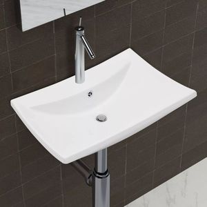 Lavabo in ceramica 24 "x 17.3" bianco con Overflow e foro per rubinetto - Product Image 1