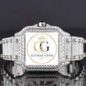 Export Quality Luxury Silver Fully White Iced Out Diamond Watch for Men and Women Available for Export Price from India - Product Image 4