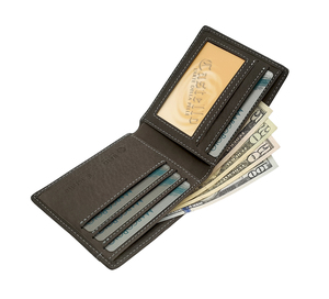 [Top Ranking] Castello <b>Men's</b> Genuine Cowhide Soft Leather RFID <b>Slim</b> Bi-fold Open Short Polyester Lining Multi-Function <b>Wallet</b> - Product Image 6
