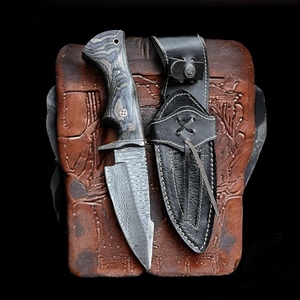 Cuchillo de Supervivencia de Acero de Damasco Forjado a Mano, Mango Ergonómico de Madera Pakka, Funda de Cuero, Fabricante de Cuchillos de Supervivencia para Exteriores - Product Image 5