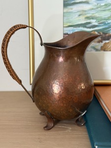 Vintage Copper Water <b>Jug</b> With Woven Handle Hammered Finish Durable Design For <b>Drinks</b> - Product Image 6