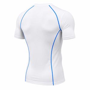 T-shirt de compression sportif à manches courtes pour homme, coupe ajustée, séchage rapide, col rond, en polyester tricoté 180g - Product Image 6