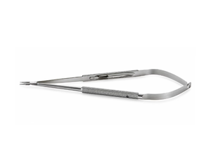 Portaagujas Delicado de Grado Industrial Barraquer, 18 cm, Recto, TC, Mordazas Cruzadas Dentadas, Mango con Bloqueo, Plateado, Uso Quirúrgico, Acero Inoxidable - Product Image 1